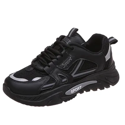 Women Fashion Casual Lace-Up Mesh Breathable Soft Sole Chunky Sneakers