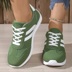 Women's Fashion Casual Lace-Up PU Sneakers Plus Size