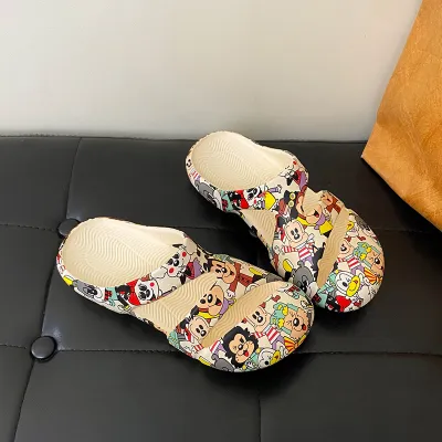 Women's Fashion Cartoon Print EVA Anti-Collision Non-Slip Beach Slippers Plus Size