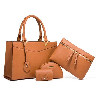 Women Fashion Solid Color Square Wallet Handle Bag Large Capacity Set