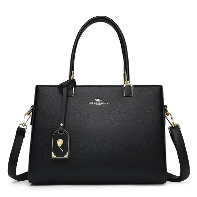 Women Fashion Casual Solid Color Large Capacity PU Handbag with Zipper