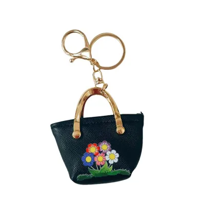 Women's Solid Color Pastoral Mini Imitation Leather Bag Keychain