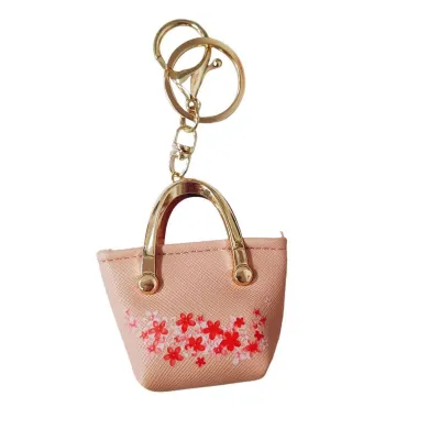 Women's Solid Color Pastoral Mini Imitation Leather Bag Keychain