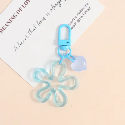 Women Fashion Solid Color Hollow Floral Heart Keychain Bag Hanging Ornament