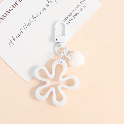 Women Fashion Solid Color Hollow Floral Heart Keychain Bag Hanging Ornament