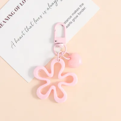 Women Fashion Solid Color Hollow Floral Heart Keychain Bag Hanging Ornament