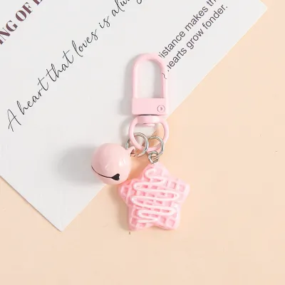 Women Fashion Cute Syrup Five-Pointed Star Biscuit Bell Pendant Keychain
