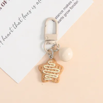 Women Fashion Cute Syrup Five-Pointed Star Biscuit Bell Pendant Keychain