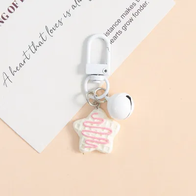 Women Fashion Cute Syrup Five-Pointed Star Biscuit Bell Pendant Keychain