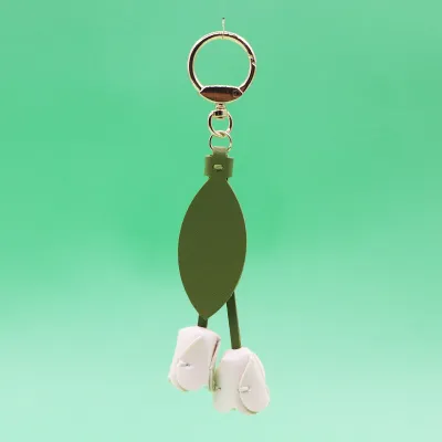 Women's Fashion Creative Tulip Pendant Genuine Leather Keychain