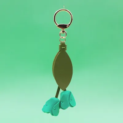 Women's Fashion Creative Tulip Pendant Genuine Leather Keychain