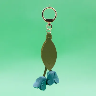 Women's Fashion Creative Tulip Pendant Genuine Leather Keychain