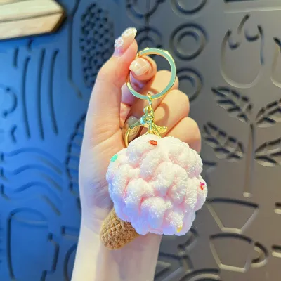 Women Fashion Creative Cute Plush Colorful Ice Cream Keychain
