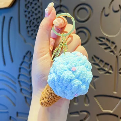 Women Fashion Creative Cute Plush Colorful Ice Cream Keychain