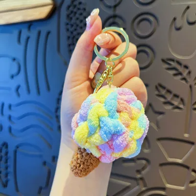 Women Fashion Creative Cute Plush Colorful Ice Cream Keychain
