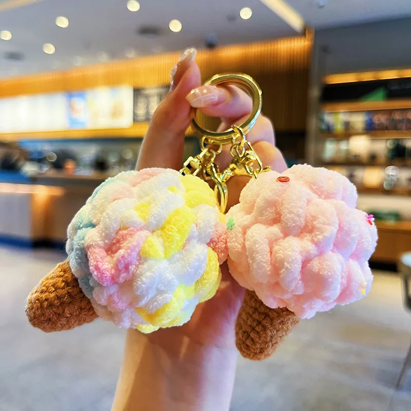 Women Fashion Creative Cute Plush Colorful Ice Cream Keychain