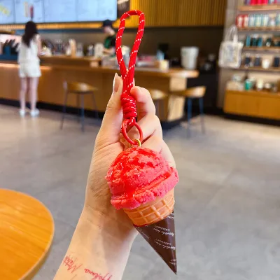 Fashion Creative Imitation Fruit Ice Cream Pendant Key Chain Plastic Keychain