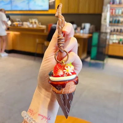 Fashion Creative Imitation Fruit Ice Cream Pendant Key Chain Plastic Keychain