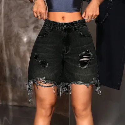 Women Fashion Casual Summer Solid Color Denim Shorts