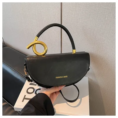 Women Fashion Casual Solid Color Saddle Handbag Shoulder Crossbody Tote