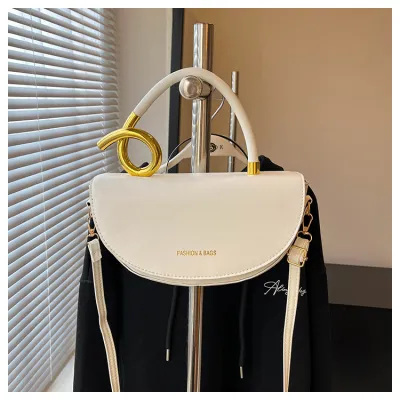 Women Fashion Casual Solid Color Saddle Handbag Shoulder Crossbody Tote