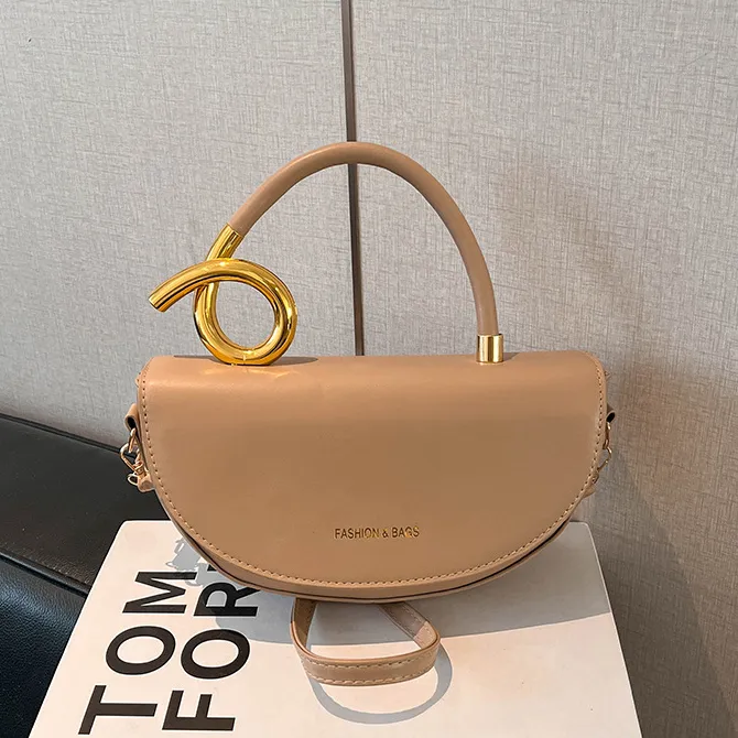 Women Fashion Casual Solid Color Saddle Handbag Shoulder Crossbody Tote