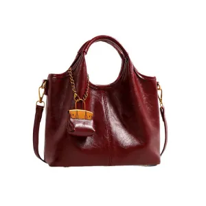 Women Fashion Casual Red PU Handbag with Zipper