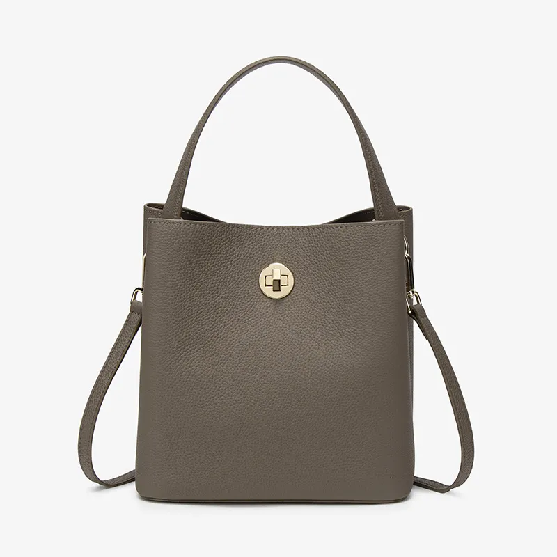 Women Casual Simple Solid Color PU Bucket Handbag