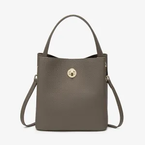 Women Casual Simple Solid Color PU Bucket Handbag