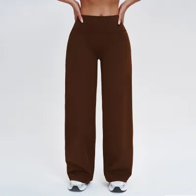 Women Fashion Casual Solid Color Loose Wide Leg Sports Pants