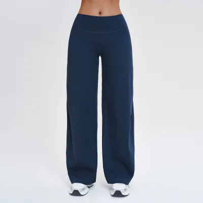 Women Fashion Casual Solid Color Loose Wide Leg Sports Pants
