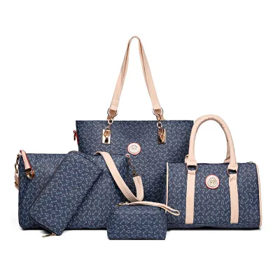 Women Fashion Casual Bone Pattern Printed PU Shoulder Bag Five-Piece Set