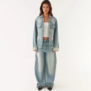Women Fashion Casual Lapel Long-Sleeve Denim Jacket Straight Jeans Denim Two-Piece Set