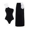 Black One-Shoulder Set