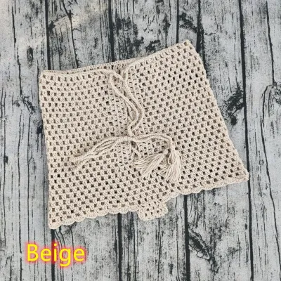 Women Fashion Sexy Crochet Hollow Lace-Up Beach Swimsuit Cover-Ups