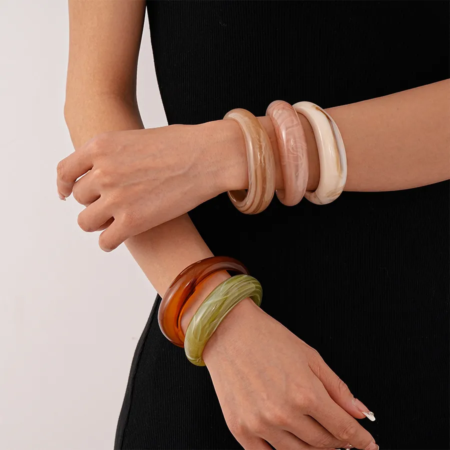 Women Fashion Simple Glow Acrylic Geometric Vintage Opening Bracelet