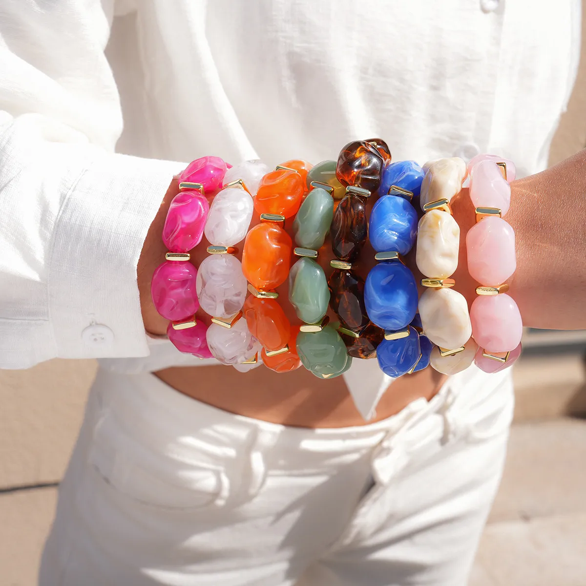 Women Fashion Acrylic Irregular Beaded Bracelet