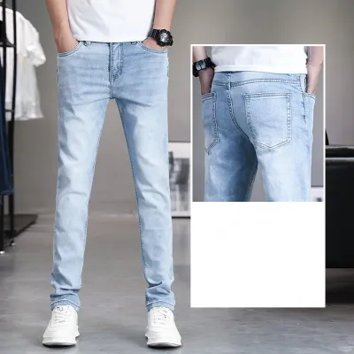 Men's Casual Stretch Summer Lightweight Straight-Leg Denim Jeans