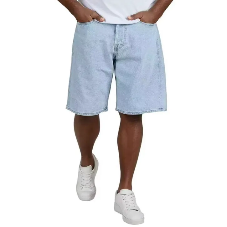 Men Fashion Casual Summer Washed Loose Straight Denim Shorts