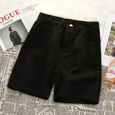 Men Casual Summer Solid Color Thin Loose Denim Shorts Straight-Leg