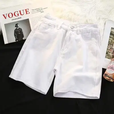 Men Casual Summer Solid Color Thin Loose Denim Shorts Straight-Leg