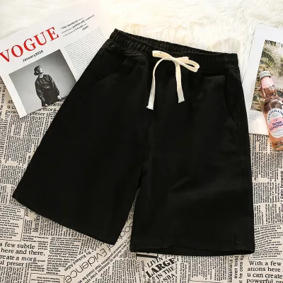 Men Fashion Casual Drawstring Straight Denim Shorts