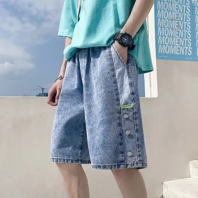 Men Fashion Casual Loose Fit Cotton Denim Shorts