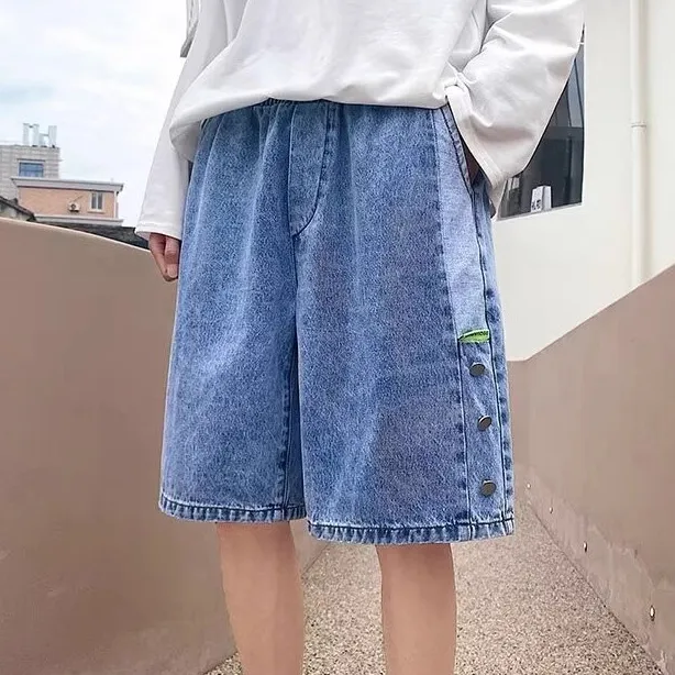 Men Fashion Casual Loose Fit Cotton Denim Shorts