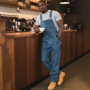 Men Fashion Casual Loose-Fitting Straight-Leg Denim Overalls