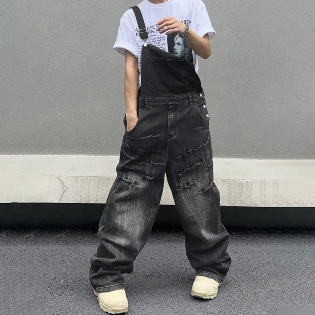 Men's Fashion Retro Casual Loose-Fit Denim Overalls