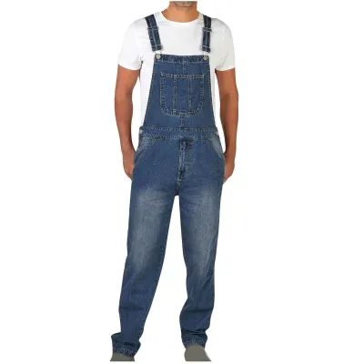 Men's Classic Denim Overalls with Multiple Pockets