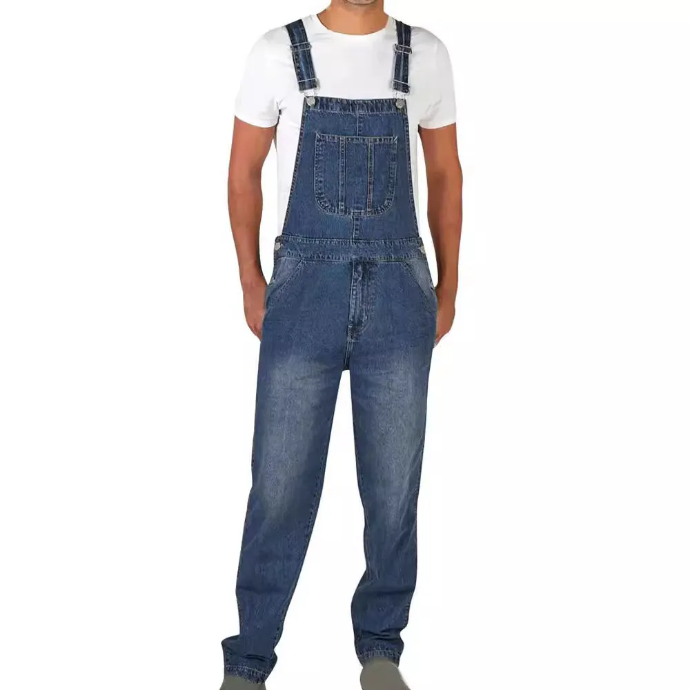 Men's Classic Denim Overalls with Multiple Pockets