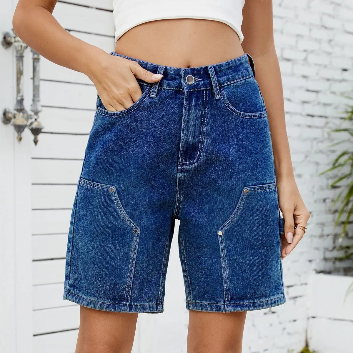 Women Fashion Casual Summer Washed Denim Shorts