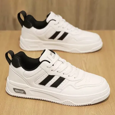 Men's Fashion Casual Breathable Round-Toe Platform Sneakers Lace Up Low Top